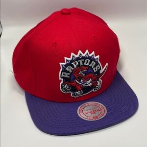 Mitchell & Ness - Toronto Raptor's NBA Flat Brim Snap Back Hat Red/ Purple